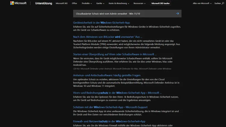 Cloudbasierter Schutz wird vom Admin verwaltet - Win 1110