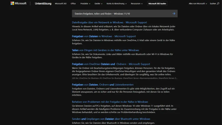 Dateien freigeben, teilen und finden – Windows 1110