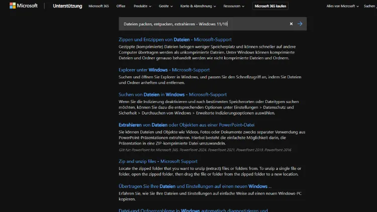 Dateien packen, entpacken, extrahieren - Windows 1110
