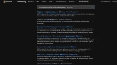 Datenträgerbereinigung Speicherplatz freigeben - Win 1110