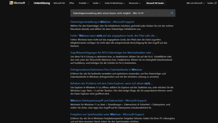Datenträgerverwaltung aktiv setzen lassen, nicht möglich - Win 1110