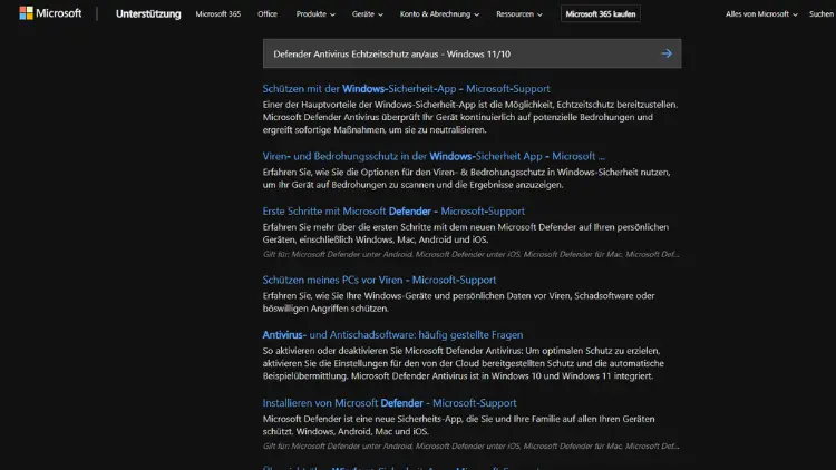 Defender Antivirus Echtzeitschutz anaus - Windows 1110