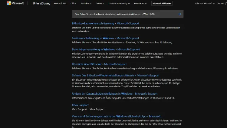 Dev Drive-Schutz-Laufwerk einrichten, aktivierendeaktivieren - Win 1110