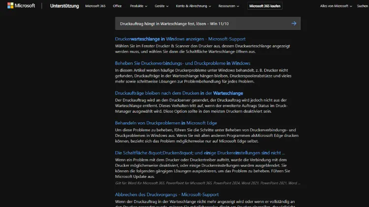 Druckauftrag hängt in Warteschlange fest, lösen – Win 1110