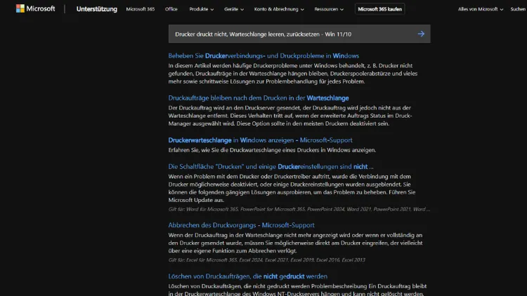 Drucker druckt nicht, Warteschlange leeren, zurücksetzen - Win 1110