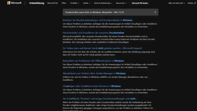 Druckertreiber passt nicht zu Windows, überprüfen - Win 1110