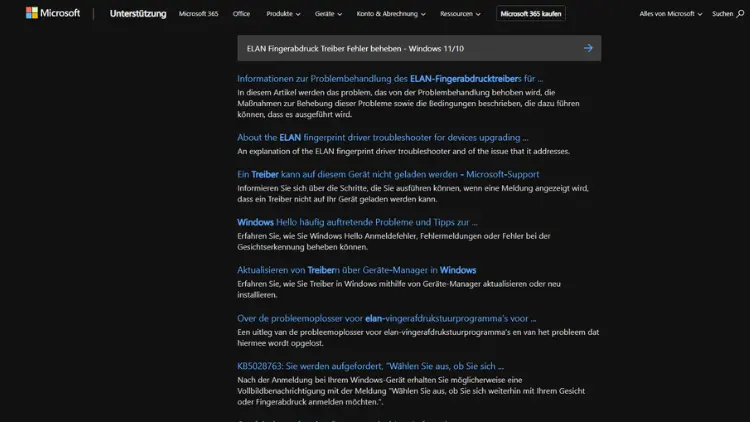 ELAN Fingerabdruck Treiber Fehler beheben - Windows 1110