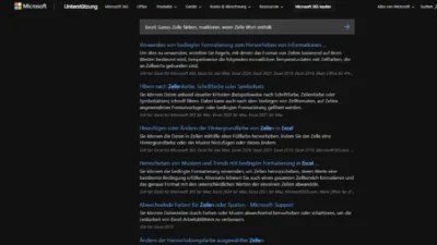 Excel Ganze Zeile färben, markieren, wenn Zelle Wort enthält