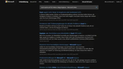 Excel wartet auf OLE-Aktion, hängt Kopieren - Microsoft Fehler
