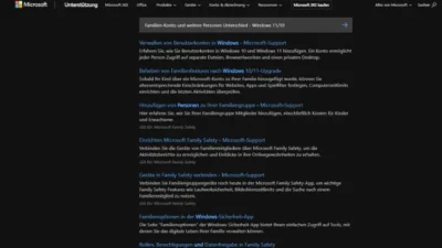 Familien-Konto und weitere Personen Unterschied - Windows 1110