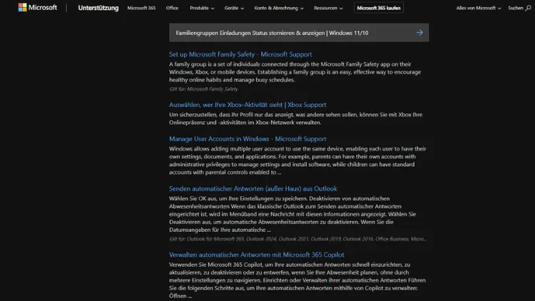 Familiengruppen-Einladungen: Status stornieren und anzeigen | Windows 11/10