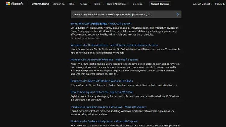 Family Safety Berechtigungen, Datenfreigabe & Rollen | Windows 11/10