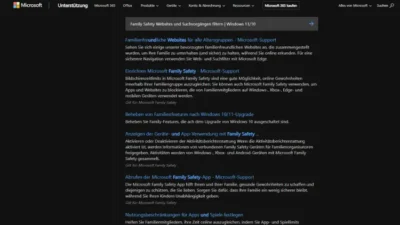 Family Safety Websites und Suchvorgänge filtern | Windows 11/10