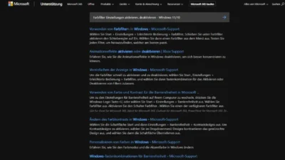 Farbfilter Einstellungen aktivieren, deaktivieren - Windows 1110