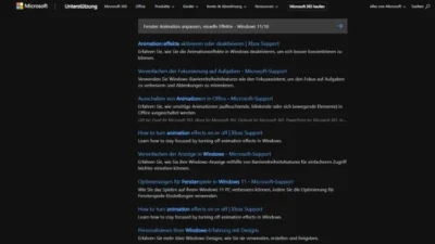 Fenster Animation anpassen, visuelle Effekte - Windows 1110