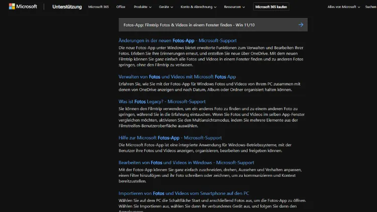 Fotos-App Filmtrip Fotos & Videos in einem Fenster finden - Win 1110