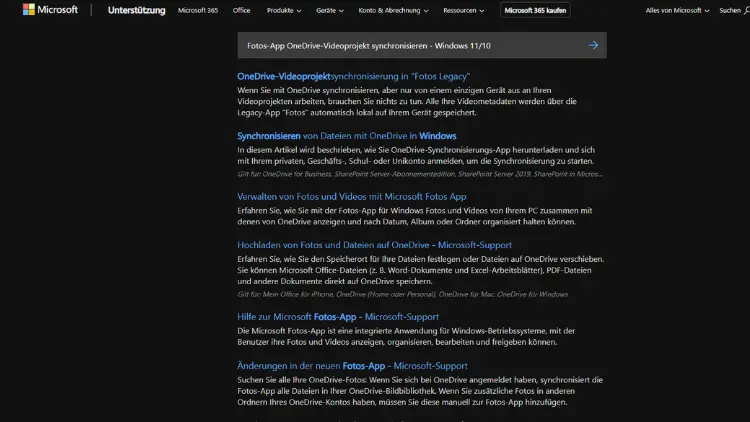 Fotos-App OneDrive-Videoprojekt synchronisieren - Windows 1110