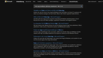 Fotos App installieren, aktivieren, deaktivieren - Win 1110