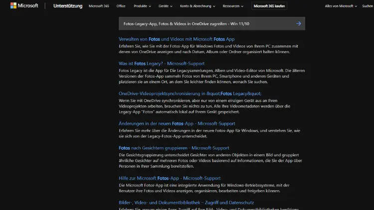 Fotos-Legacy-App, Fotos & Videos in OneDrive zugreifen - Win 1110