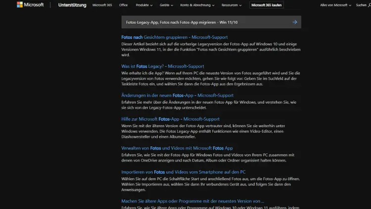 Fotos-Legacy-App, Fotos nach Fotos-App migrieren - Win 1110