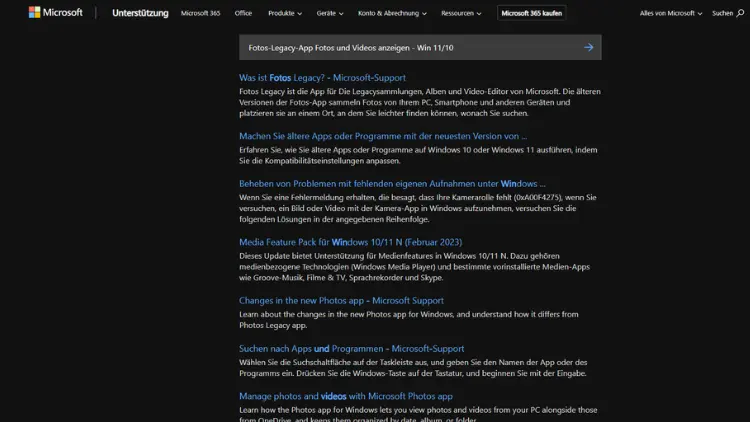 Fotos-Legacy-App Fotos und Videos anzeigen - Win 1110