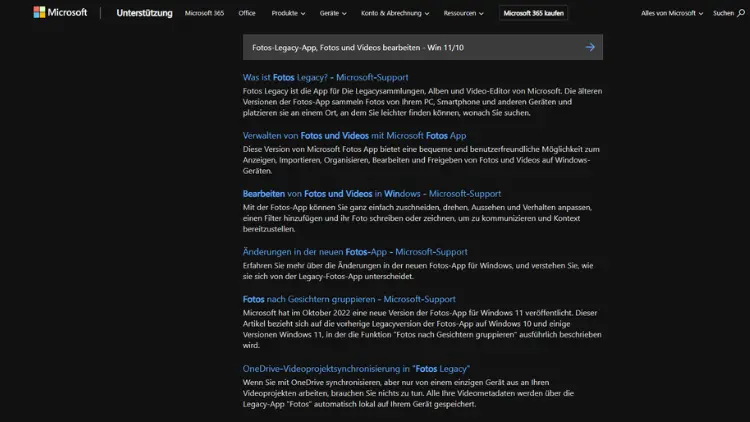 Fotos-Legacy-App, Fotos und Videos bearbeiten - Win 1110