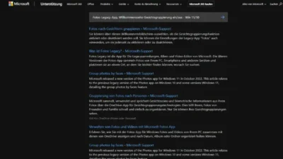Fotos-Legacy-App, Willkommensseite Gesichtsgruppierung einaus - Win 1110