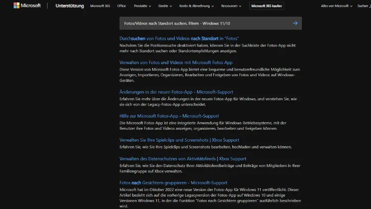 FotosVideos nach Standort suchen, filtern - Windows 1110