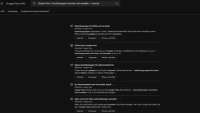Google-Fotos, Gesichtergruppen einrichten und verwalten - Computer