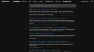 Googlemail POP & IMAP Einstellungen für Outlook finden