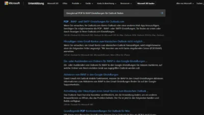 Googlemail POP & IMAP Einstellungen für Outlook finden