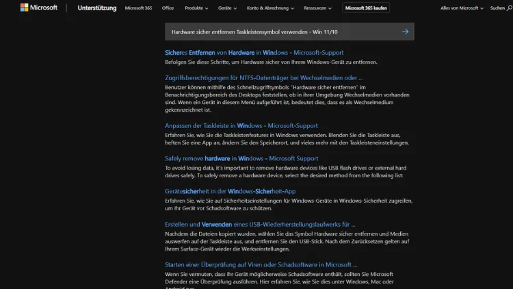 Hardware sicher entfernen Taskleistensymbol verwenden - Win 1110