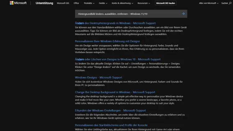 Hintergrundbild ändern, auswählen, entfernen – Windows 1110