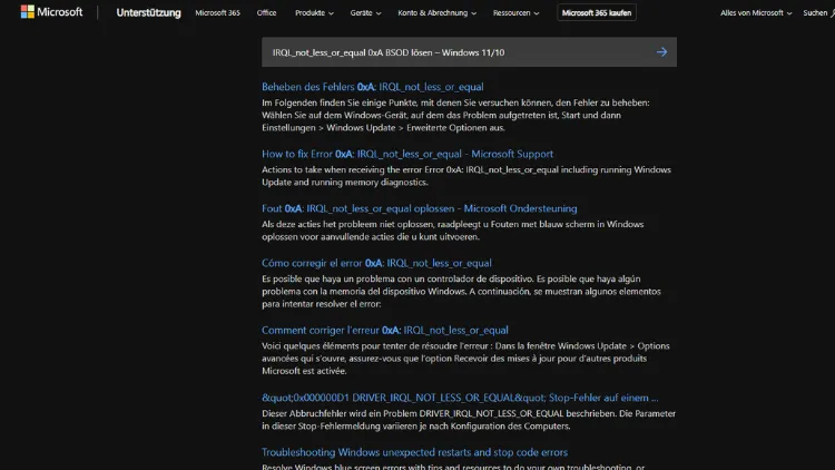 IRQL_not_less_or_equal 0xA BSOD lösen – Windows 1110