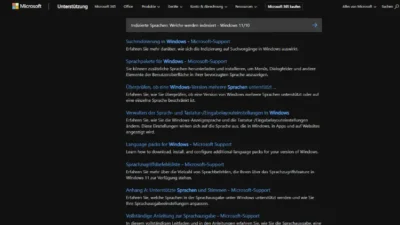 Indizierte Sprachen Welche werden indexiert - Windows 1110