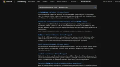 Indizierung beschleunigt Suche – Windows 1110