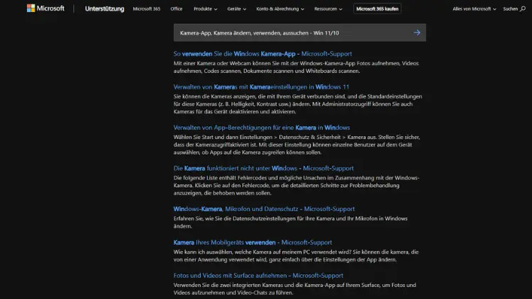 Kamera-App, Kamera ändern, verwenden, aussuchen - Win 1110