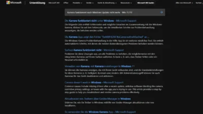 Kamera funktioniert nach Windows Update nicht mehr - Win 1110