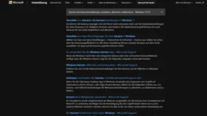 Kamera mit Kameraeinstellungen verwalten, aktivieren, deaktivieren - Windows 1110
