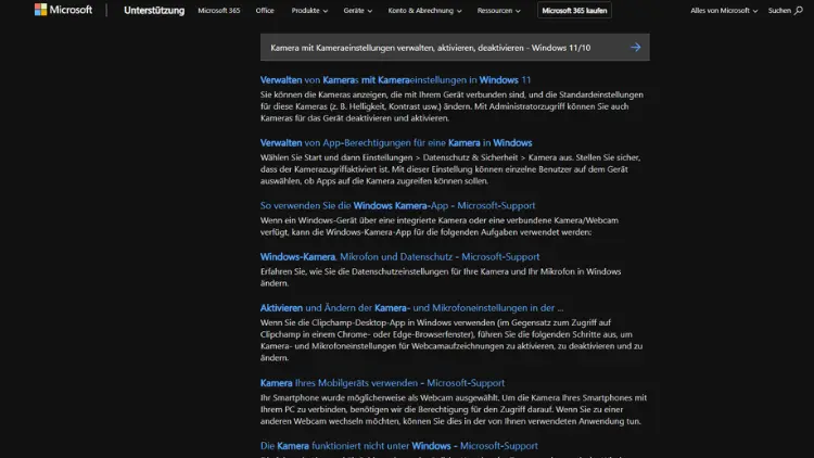 Kamera mit Kameraeinstellungen verwalten, aktivieren, deaktivieren - Windows 1110