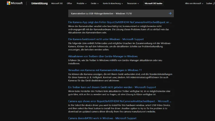Kameratreiber zu USB-Videogerätetreiber – Windows 1110