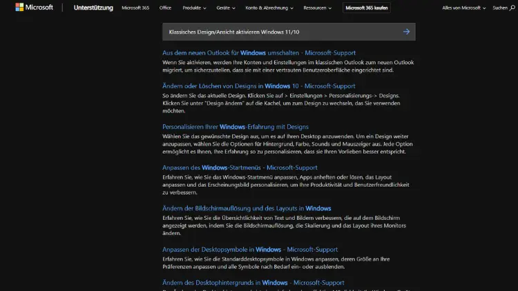 Klassisches DesignAnsicht aktivieren Windows 1110