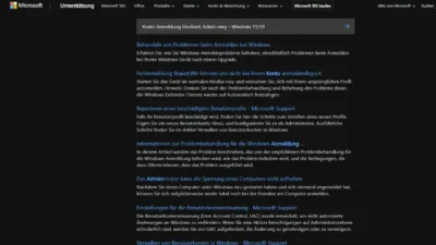 Konto Anmeldung blockiert, Admin weg – Windows 1110