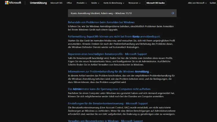 Konto Anmeldung blockiert, Admin weg – Windows 1110