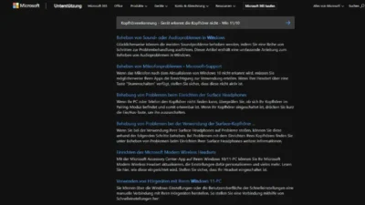 Kopfhörererkennung - Gerät erkennt die Kopfhörer nicht - Win 1110