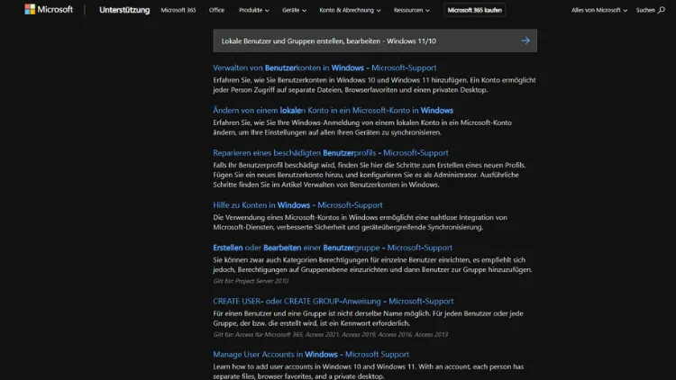 Lokale Benutzer und Gruppen erstellen, bearbeiten - Windows 1110