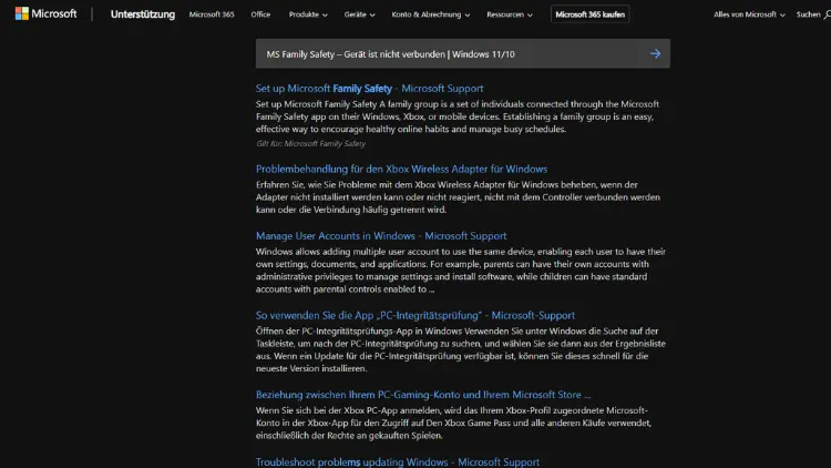 MS Family Safety – Gerät ist nicht verbunden | Windows 11/10