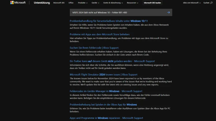MSFS 2024 lädt nicht auf Windows 10 – Fehler 001-400