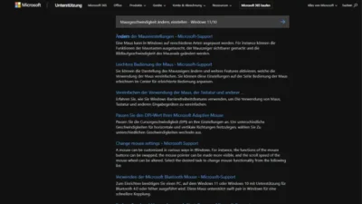 Mausgeschwindigkeit ändern, einstellen - Windows 1110