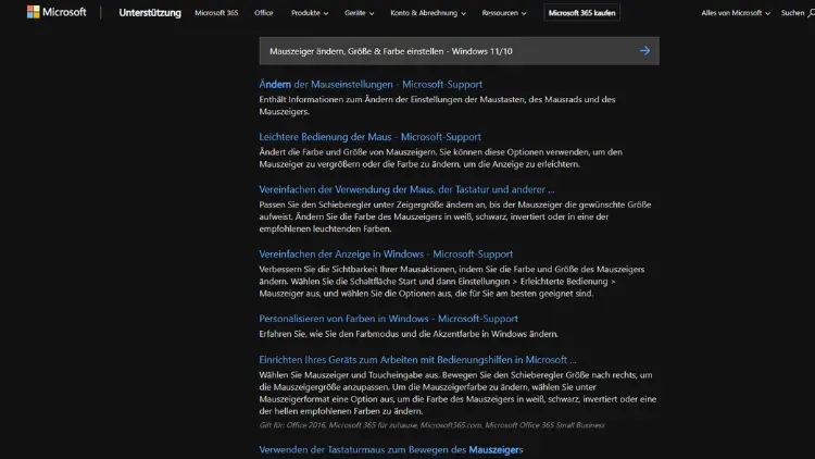 Mauszeiger ändern, Größe & Farbe einstellen - Windows 1110